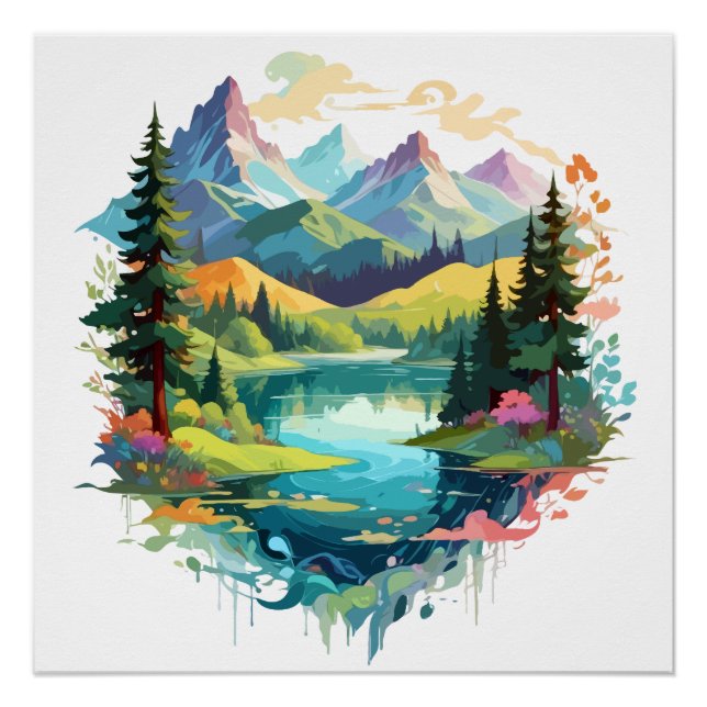 Póster Serene Landscape Calm Tranquil Nature Mounts (Frente)