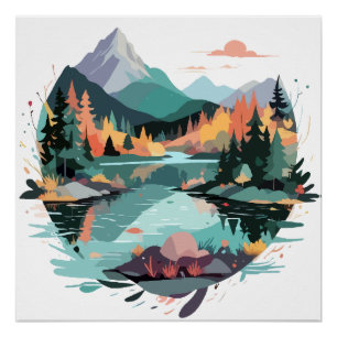 Póster Serene Landscape Calm Tranquil Nature Mounts