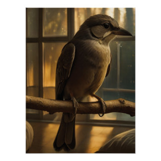 Póster Serene Morning com um passarinho
