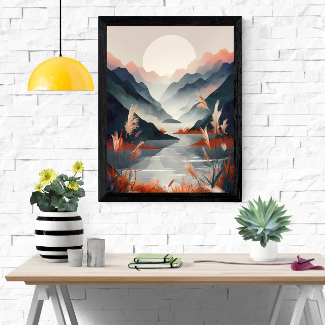Poster Serene Mountain Lake Sunset (Criador carregado)