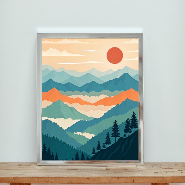 Poster Serene Mountain Vista Sunset (Criador carregado)