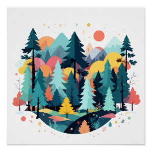 Póster Serene Paisagem Calma Natureza Tranquila Fora da A