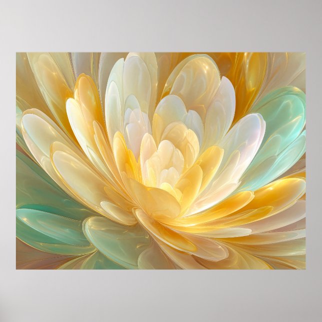 Poster Serene Radiance of Golden and Aqua Petal Layers (Frente)