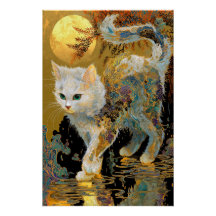 Serene Rinpa Cat | Zen Dourado japonês