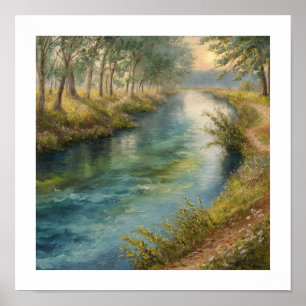 Poster Serene Riverbank Sunset