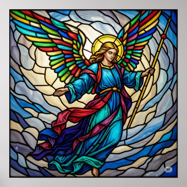 Poster Serene StainGlass Angel Art Design (Frente)