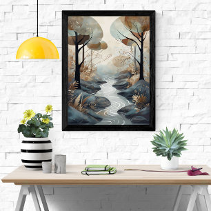 Poster Serene Stream: Uma Cena de Floresta Tranquila