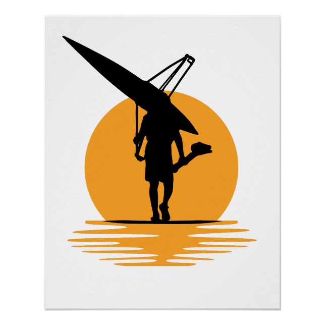 Póster Serene Sunset Rwing:Minimalista Oarsman Silhouette (Frente)