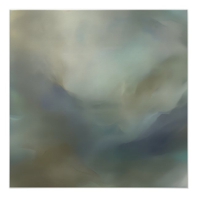 Póster Serene Teal Blue Abstract Waves Ethereal Landscape (Frente)
