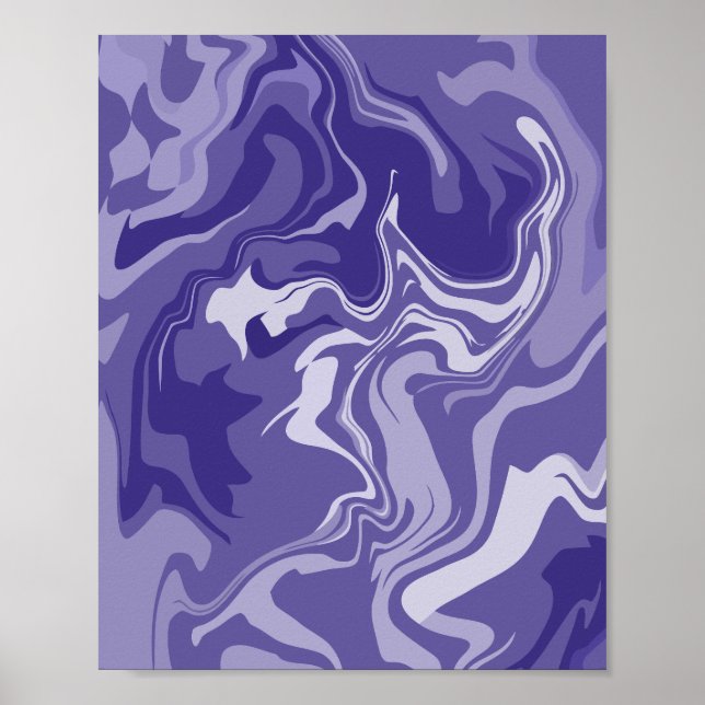 Poster Serene Waves de Roxo na Harmonia Abstrato (Frente)