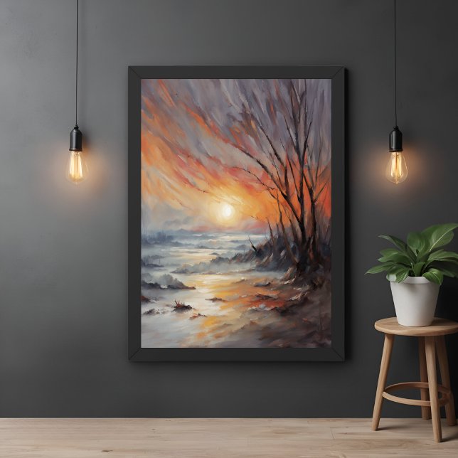 Poster Serene Winter Sunset - Nature Landscape Art (Criador carregado)