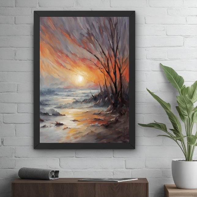 Póster Serene Winter Sunset - Nature Landscape Art (Criador carregado)
