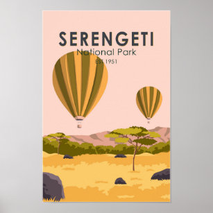 Poster Serengeti National Park Tanzania Hot Air Balloon