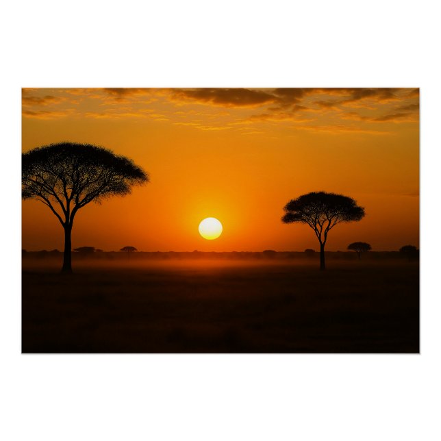 Póster Serengeti Sonnenuntergang über der Graslandschaft (Frente)
