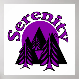 Poster Serenidade Citação Moderna Roxo Roxo Árvores