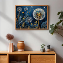 Serenidade com Dandelions na Arte AI Nightsky