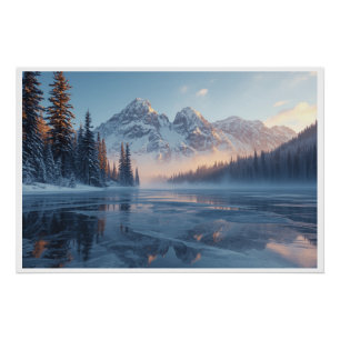 Póster Serenidade Congelada – Paisagem Majestosa de Lago 