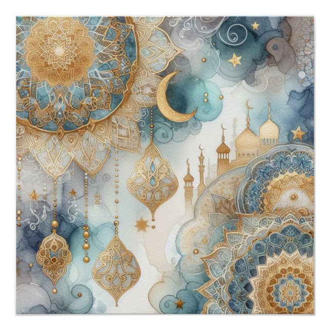 Póster Serenidade da Mesquita Moonlit para Ramadã (Frente)