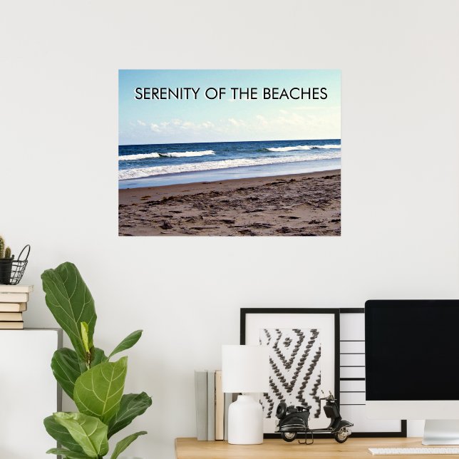 Poster Serenidade das Cenas Costeiras da Praia (Escritório em casa)