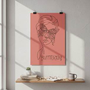 Poster Serenidade desfocada do felpudo: Borboleta e Arte 