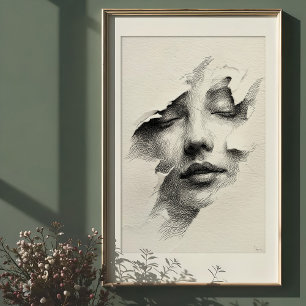 Poster Serenidade Destruída: Intrair Face Monocromática