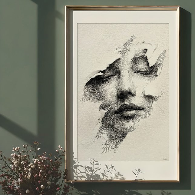 Poster Serenidade Destruída: Intrair Face Monocromática (Criador carregado)