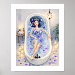 Poster Serenidade do Banho de Lavanda – Aquarela de Água 