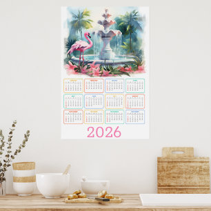 Poster Serenidade do Jardim de Palmeiras: Calendário do F