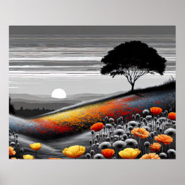 Poster "Serenidade do Ouro - Uma dança de cor e contraste