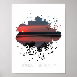 Poster Serenidade do Pôr do Sol | Lagoa Noturna