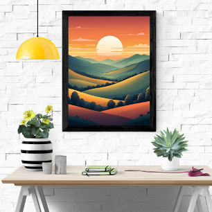 Poster Serenidade do Sol: Paisagem de Rolagem de Colinas