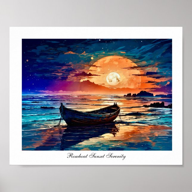 Poster Serenidade do Sunset Rowboat (Frente)