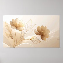 Serenidade Dourada: Arte Minimalista de Linha Flor