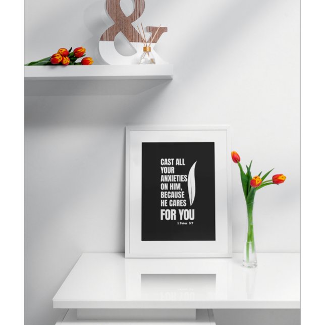 Poster Serenidade Fiel: Inspiracional 1 Peter 5:7 (Criador carregado)