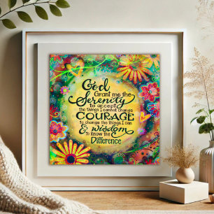 Poster Serenidade Floral bonito Oração Inspirividade Amar