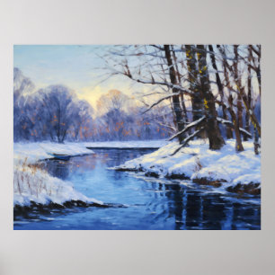 Poster Serenidade Invernal às Margens do Rio Havel Congel