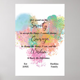 Poster Serenidade Prece Aquarela