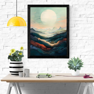 Poster Serenidade Serena: Uma Paisagem Tranquila De Monta