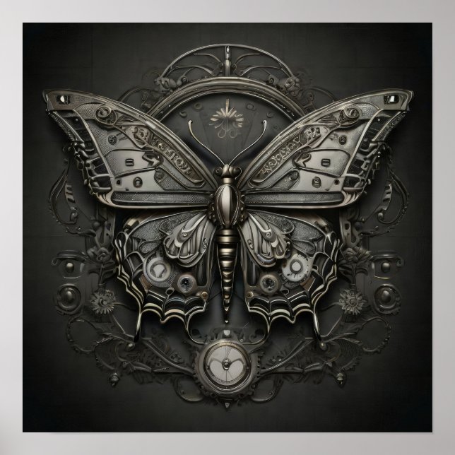 Poster Serenidade Steampunk - Arte Digital Butterfly (Frente)