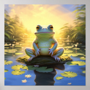 Poster Serenidade Sunlit: Sapo Majestoso Relaxando em Lil