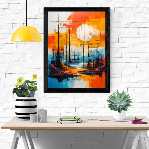 Poster Serenidade Sunset - Paisagem Abstrato