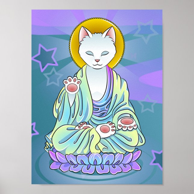 Poster Serenity Meow Cat Buddha Zen (Frente)