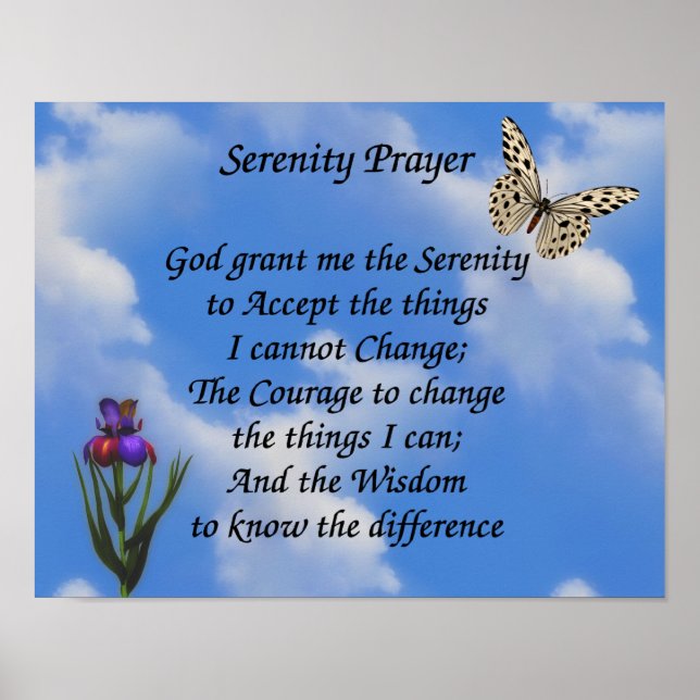 Poster Serenity Prayer Butterfly Flower Inspiration (Frente)
