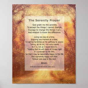 Poster Serenity Prayer citação inspiradora sobre arte nat