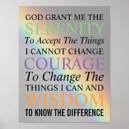 Poster Serenity Prayer Colorida Arco-Íris Colorido