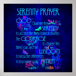 Poster Serenity Prayer em Azul
