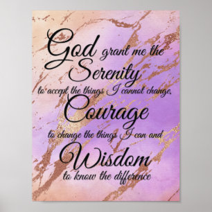 Poster Serenity Prayer em rosa, violeta, rosa de volta