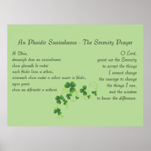 Poster Serenity Prayer Irish English
