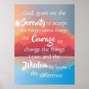 Poster Serenity Prayer Mountain Sunset Wall
