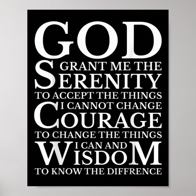 Poster Serenity Prayer Na Aa Sober Recovery  (Frente)